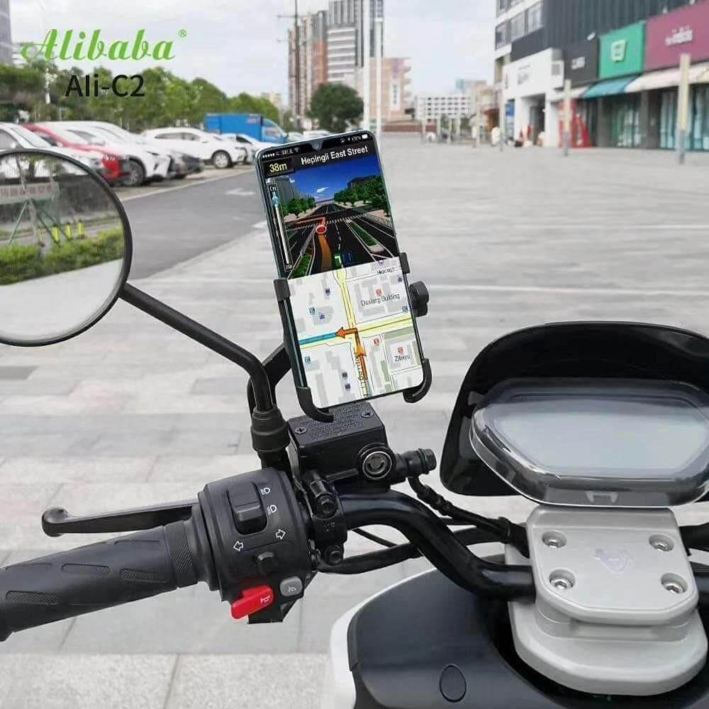 C2 Metal Motorcycle Mirror Mount Phone Holder Aluminum Alloy Bracket